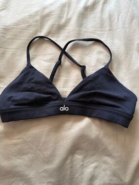 ALO Yoga Black V-Neck Logo Sports Bra